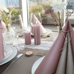 Metallic mrk gammelrosa/rosegold stoflignende servietter 40x40 cm. 12 stk.