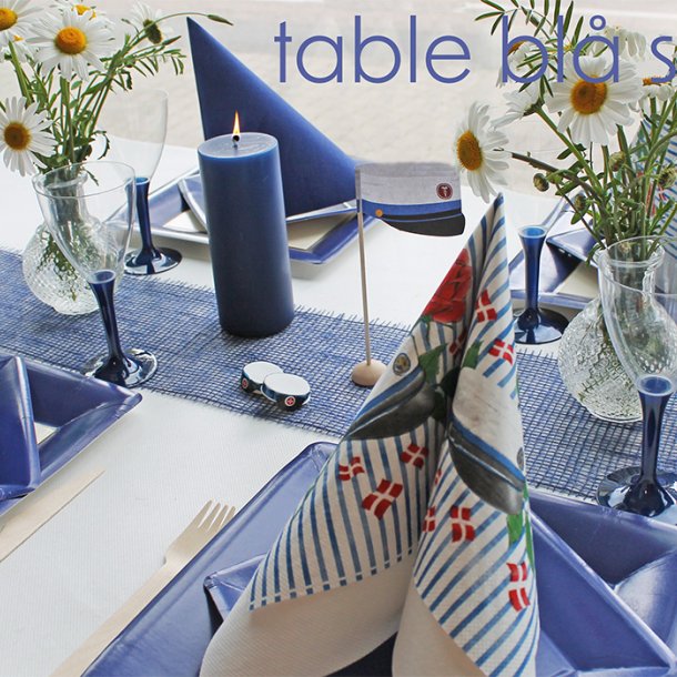 Milj�venlige foodsafe paptallerkner fra Caspari, m�rkebl� frokost/dessert 8 stk.