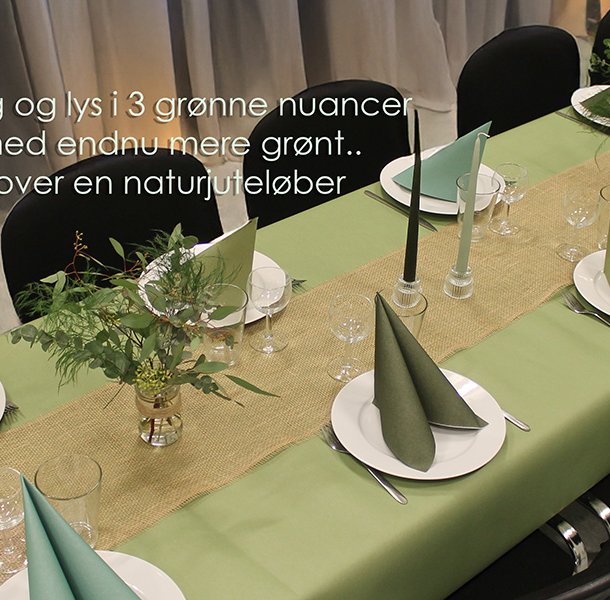 Olivengr�n stoflignende airlaid rulledug, 1,18 x 25 m.