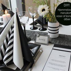 Marimekko servietter, Sort/hvid stribet, frokoststr. 20 stk.