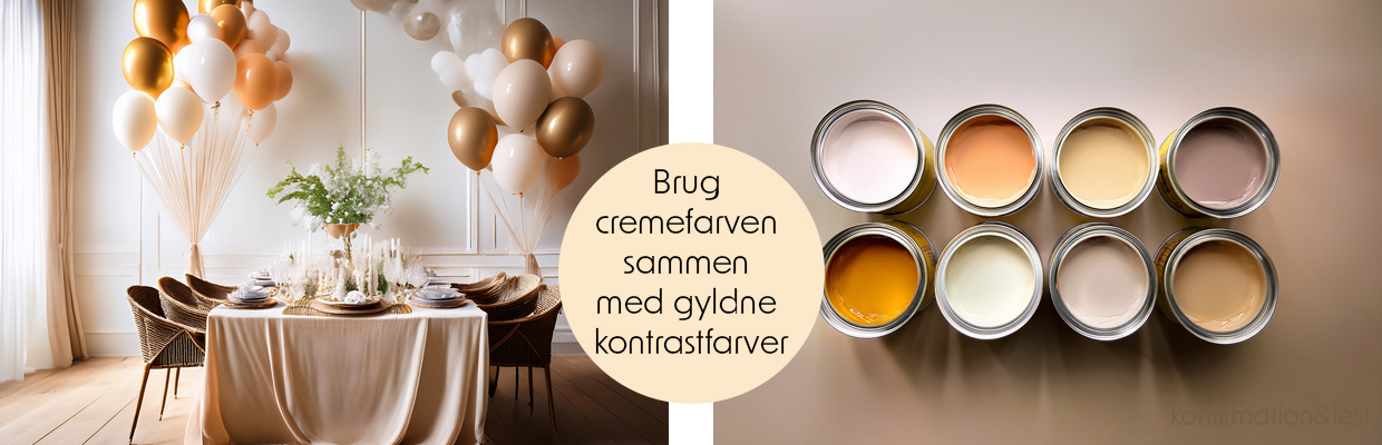 cremefarvet bordd&aelig;kningstema til konfirmation