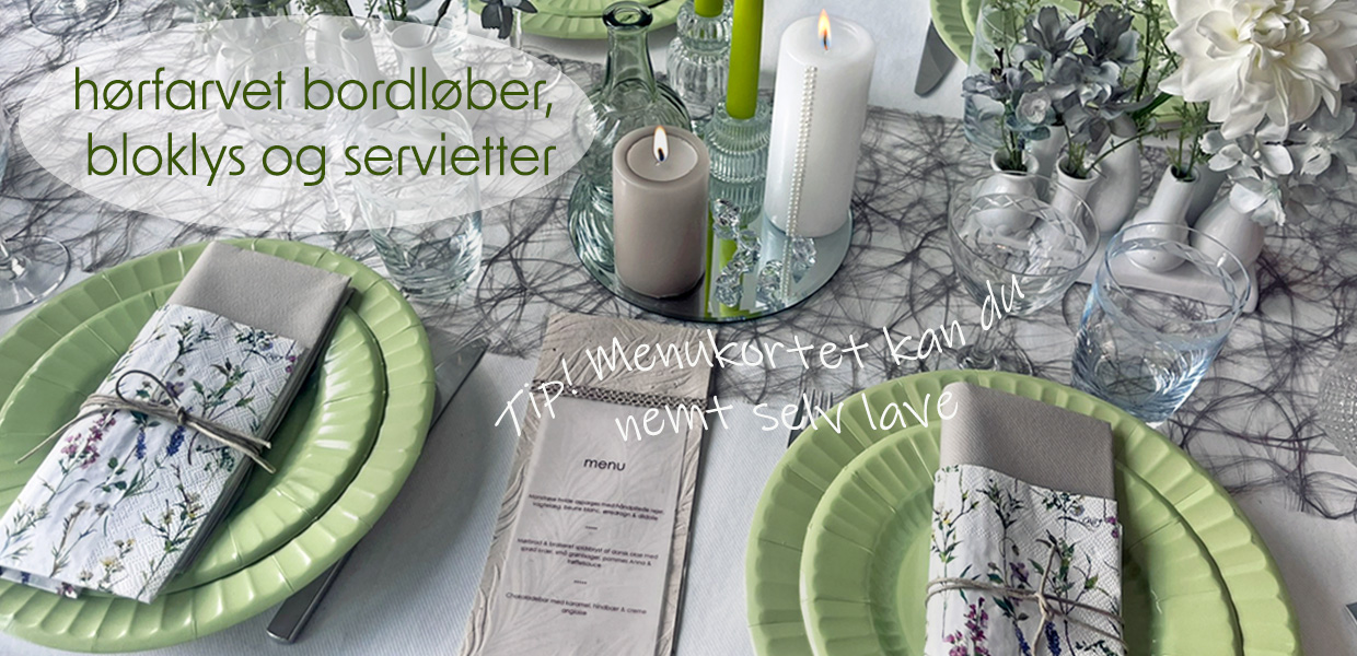 inspiration til h&oslash;rfarvet bordd&aelig;kning til konfirmation