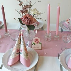 Gammelrosa stoflignende bordl�ber 0,40 x 24 m.