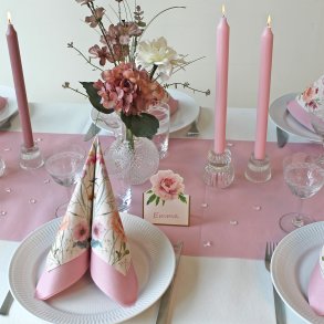 Gammelrosa stoflignende bordl�ber 0,40 x 24 m.