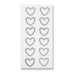 Rhinsten hjertestickers, 12 stk.