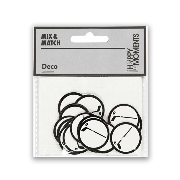 Kartonstickers til konfirmation, ishockeystav, 20 stk.