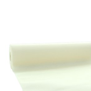 Cremefarvet stoflignende airlaid rulledug, 1,18 x 25 m.
