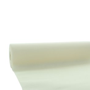 Cremefarvet stoflignende airlaid rulledug, 1,18 x 25 m.