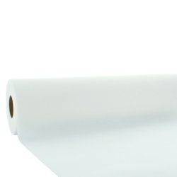 Hvid stoflignende airlaid rulledug, 1,18 x 25 m.