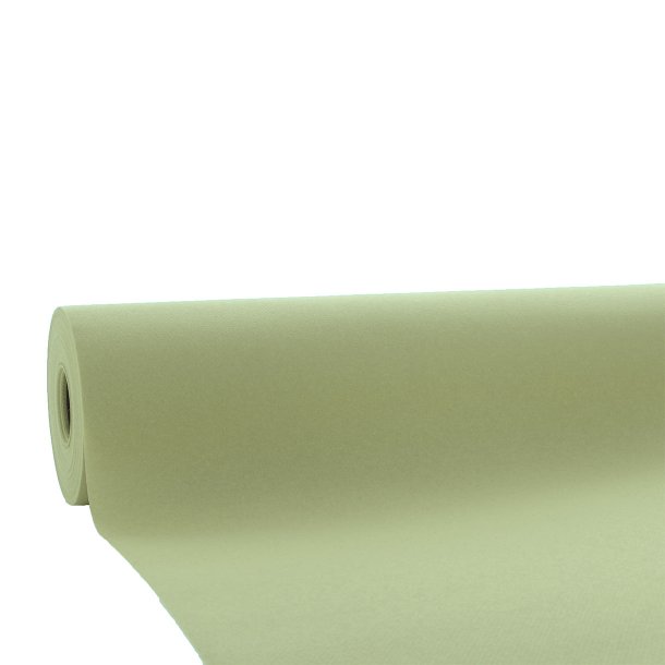 Olivengr�n stoflignende airlaid rulledug, 1,18 x 25 m.