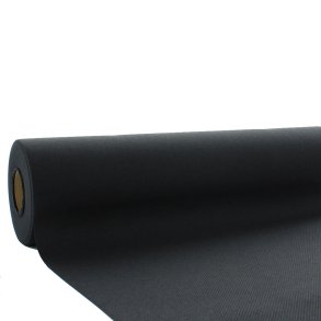 Sort stoflignende airlaid rulledug, 1,18 x 25 m.