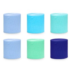 Creperuller med mix af bl�-gr�nne farver 10 meter, 6 stk. 