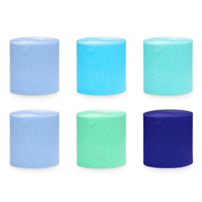 Creperuller med mix af bl�-gr�nne farver 10 meter, 6 stk. 