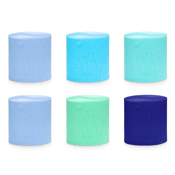 Creperuller med mix af bl�-gr�nne farver 10 meter, 6 stk. 