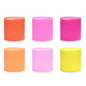 Creperuller med mix af pastel farver 10 meter, 6 stk.