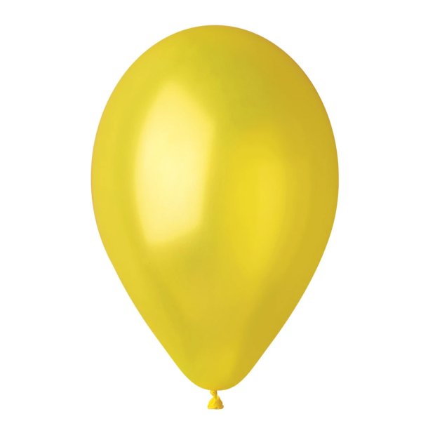 Gul metallic ballon 100% plastikfri, 1 stk.