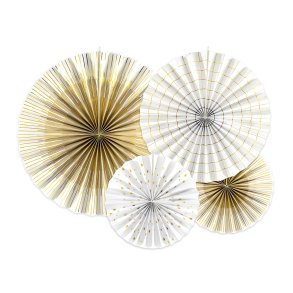 Guldm�nstrede rosetter 4 stk. 23-40 cm. 