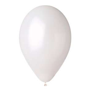 Hvid metallic ballon 100% plastikfri, 1 stk.