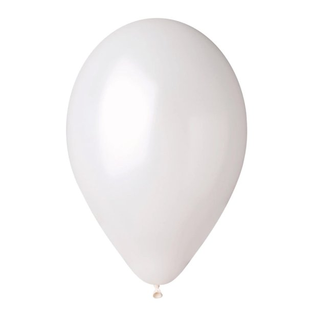 Hvid metallic ballon 100% plastikfri, 1 stk.