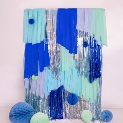 Creperuller med mix af bl�-gr�nne farver 10 meter, 6 stk. 