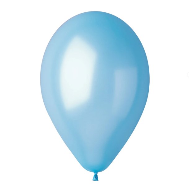 Lysebl� metallic ballon 100% plastikfri, 1 stk.