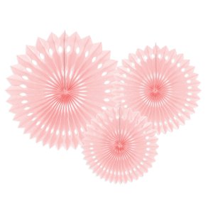 Lyser�de rosetter af papir, 3 stk. 20-30 cm. 