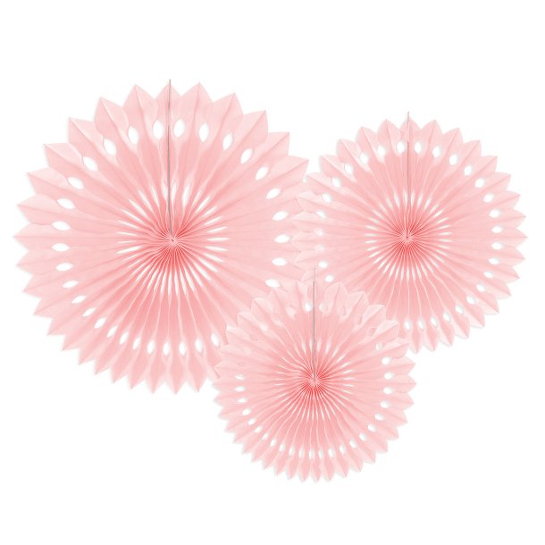 Lyser�de rosetter af papir, 3 stk. 20-30 cm. 