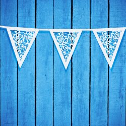 Vimpelguirlande i perlemorhvidt lasercut papir, 3 meter