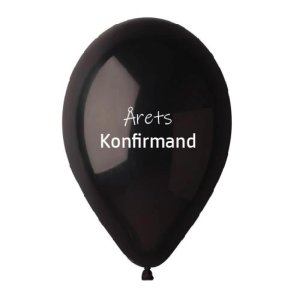 Sort '�rets konfirmand' balloner 100% plastikfri, 10 stk.