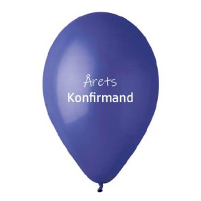 Bl� '�rets konfirmand' balloner 100% plastikfri, 10 stk.