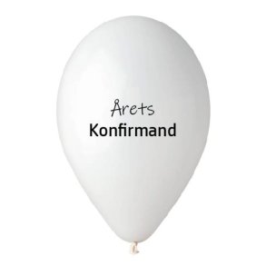 Hvid '�rets konfirmand' balloner 100% plastikfri, 10 stk.