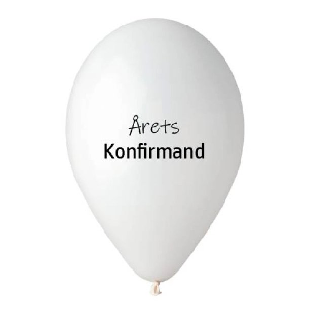 Hvid '�rets konfirmand' balloner 100% plastikfri, 10 stk.