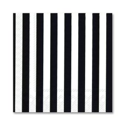 Marimekko servietter, Sort/hvid stribet, frokoststr. 20 stk.