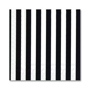Marimekko servietter, Sort/hvid stribet, frokoststr. 20 stk.