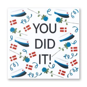 Servietter bl� student 'you did it' 33x33 cm. 20 stk.