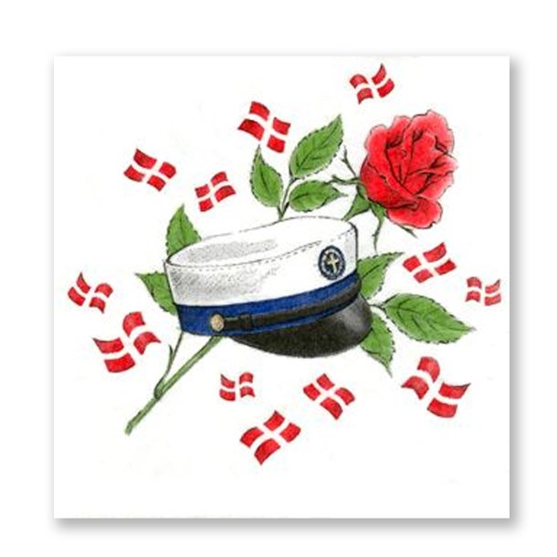 Servietter med bl� studenterhue, 100% komposterbare 33x33 cm. 20 stk.