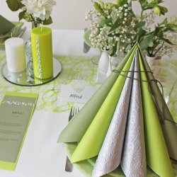 Olivengr�nne stoflignende servietter 40x40 cm. 12 stk.