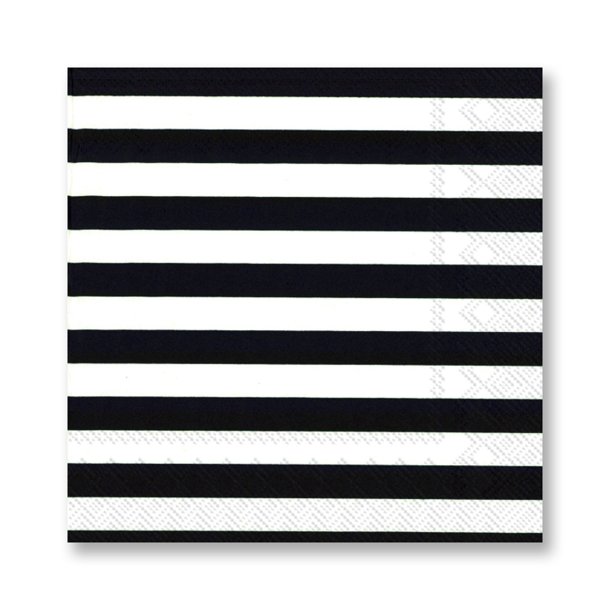 Marimekko servietter, Sort/hvid stribet, frokoststr. 20 stk.
