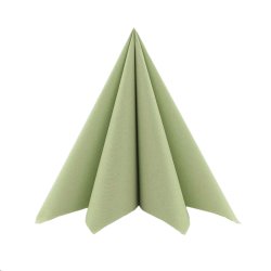 Olivengr�nne stoflignende servietter 40x40 cm. 12 stk.