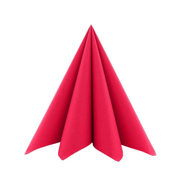 R�de stoflignende servietter 40x40 cm. 12 stk.