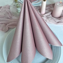 Metallic mrk gammelrosa/rosegold stoflignende servietter 40x40 cm. 12 stk.