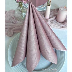 Metallic m�rk gammelrosa/rosegold stoflignende servietter 40x40 cm. 12 stk.