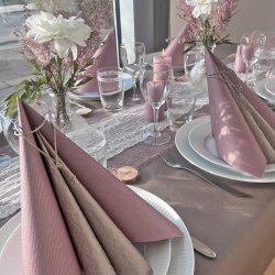 Metallic mrk gammelrosa/rosegold stoflignende servietter 40x40 cm. 12 stk.