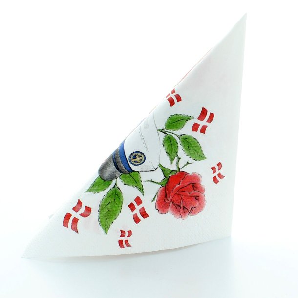 Servietter med bl� studenterhue, 100% komposterbare 33x33 cm. 20 stk.