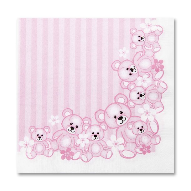 Servietter til barned�b, lyser�de bamser, 100%, komposterbare, 20 stk.