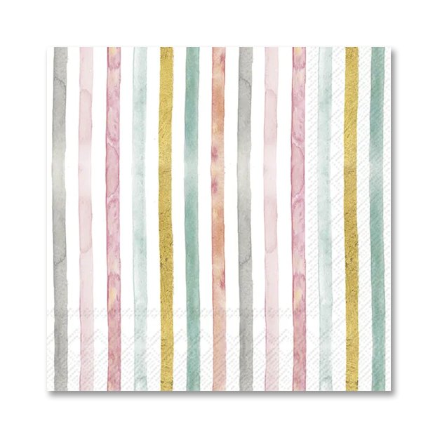 Servietter, Stribede pastelfarver, frokoststr. 20 stk.