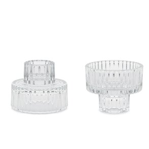 Vendbar lysestage, 2-in-1 glas, 1 stk.