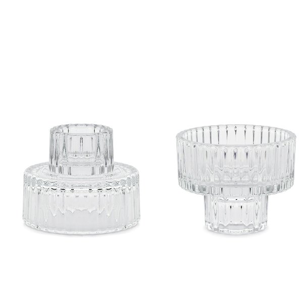 Vendbar lysestage, 2-in-1 glas, 1 stk.