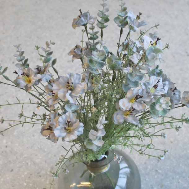 Inkalilje og eukalyptus silkeblomst, st�vbl� 53 cm.