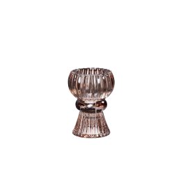 Vendbar lysestage, stagelys/fyrfad, brunt glas